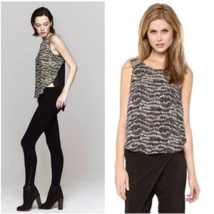 Rag And Bone Fleet Stripe Silk Blouse XS Black Sheer Mesh Edgy Party Moto Y2K
